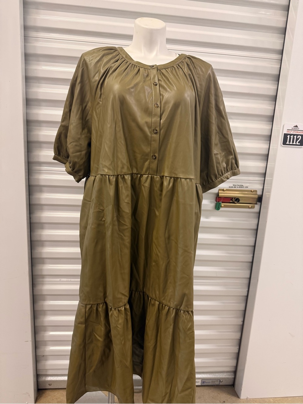 Who What Wear Olive Green Tiered Button-Front Maxi Dress